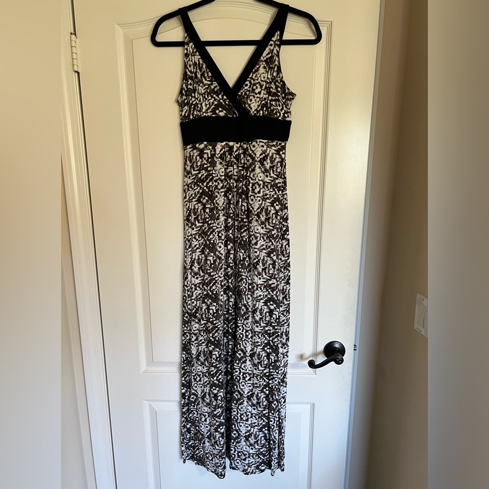 Ana White/Black/Brown Long Stretchy Bralette Sleeveless Maxi Dress - Size S